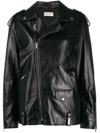 Saint Laurent Oversized Biker Jacket In Black