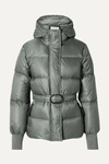 Kenzo Belted Quilted Shell Down Jacket In Taupe Khaki