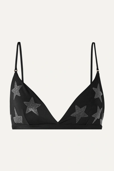 Stella Mccartney Embellished Triangle Bikini Top In Black