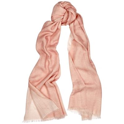 Ama Pure Light Blue Wool Scarf In Pink And White