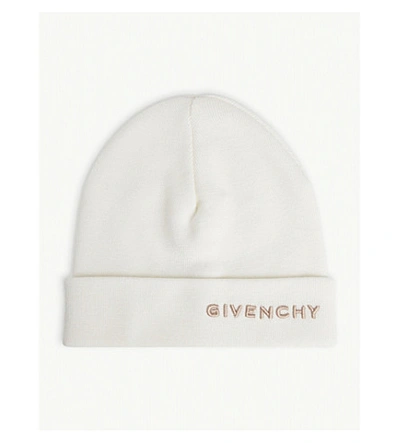 Givenchy Embroidered Logo Beanie In Ivory Rose