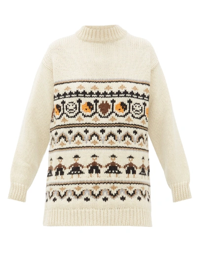 Ganni High-neck Wool-blend Jacquard-knit Sweater In Multicolor