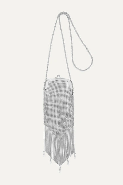 Paco Rabanne Fringed Chainmail-mesh Cross-body Bag In Silver