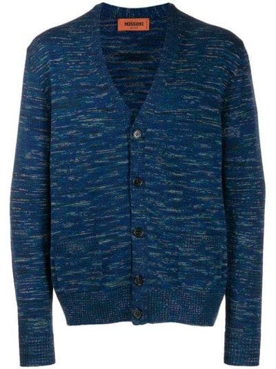 Missoni Striped Knit Wool Cardigan In Blue