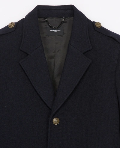 The Kooples Straight Fit Wool Coat With Martingale Belt In Navy