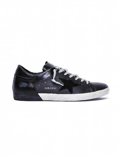 Golden Goose Black Leather Superstar Sneakers In White