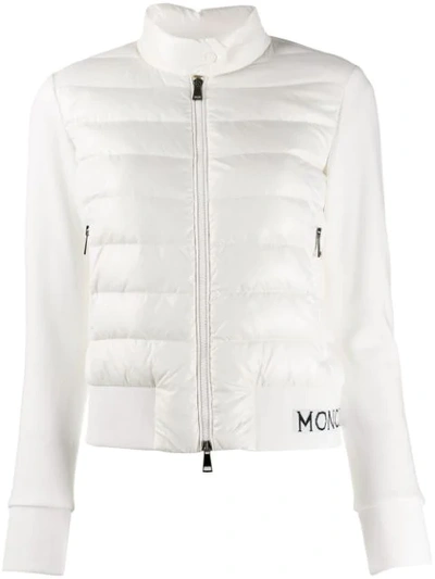 Moncler Lacquered Quilted Down Front Sweatshirt In White