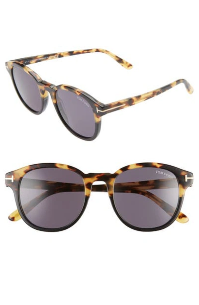 Tom Ford Jameson Round Acetate Sunglasses In Shiny Tortoise/ Smoke