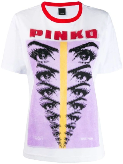 Pinko Breath T-shirt In Mult.bianco/rosso