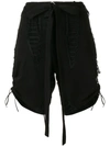 Saint Laurent Lace-up Cotton And Linen-blend Twill Shorts In Black