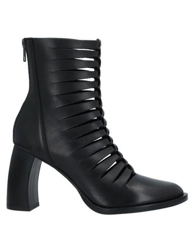 Ann Demeulemeester Cutout Leather Ankle Boots In Black