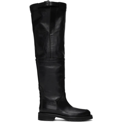 Ann Demeulemeester Buckled Leather Boots In 099 Nero