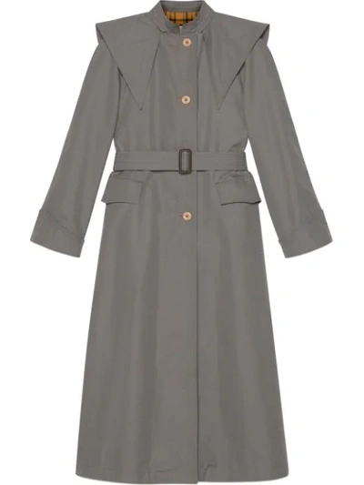 Gucci Oversize Cotton Blend Trench Coat In Grey