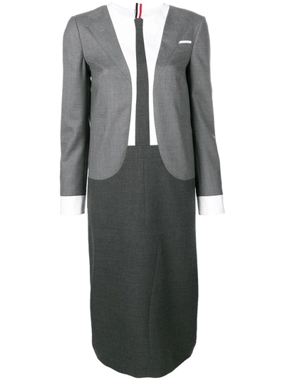 Thom Browne Trompe L'oeil Super 120s Suit Dress In Grey