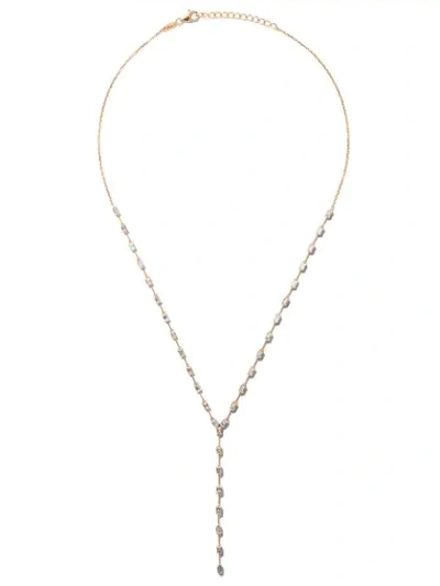 As29 18kt Rose Gold Baguette Diamonds Lariat Necklace