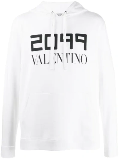 Valentino 2099 Logo-print Hoodie In White