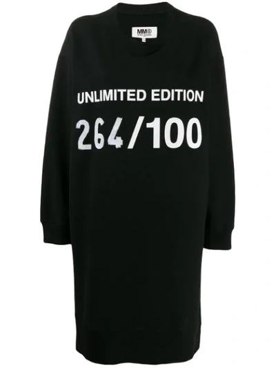 Mm6 Maison Margiela Oversized Unlimited Edition Print Dress In Black