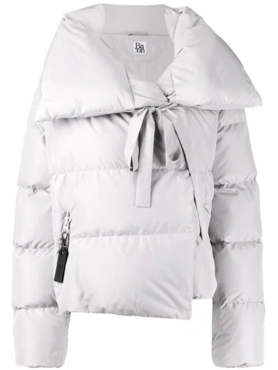 Bacon Oversized Collar Down Jacket In 105 Light Grey