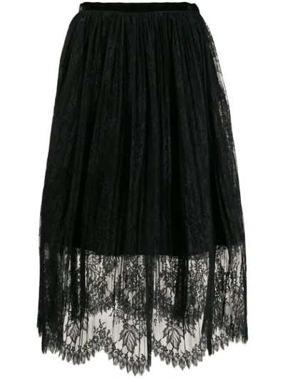 Vivetta Layered Lace Skirt In Black
