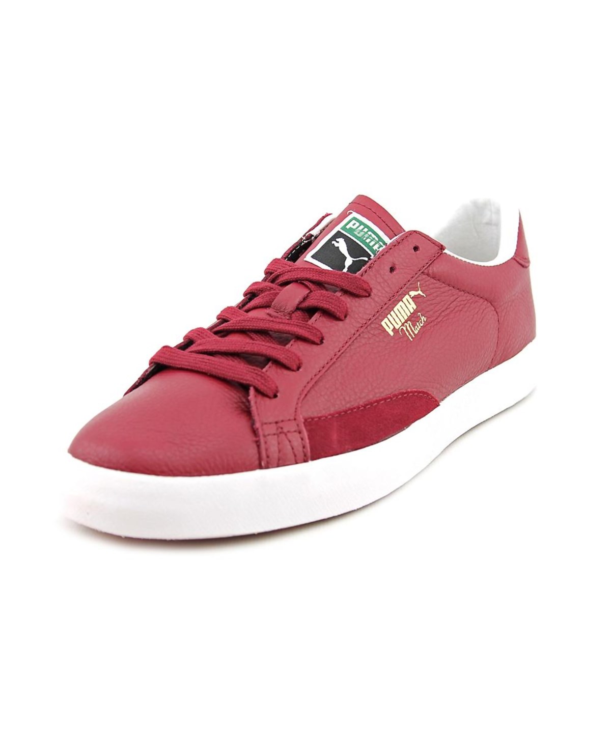 Round Toe Leather Burgundy Sneakers 