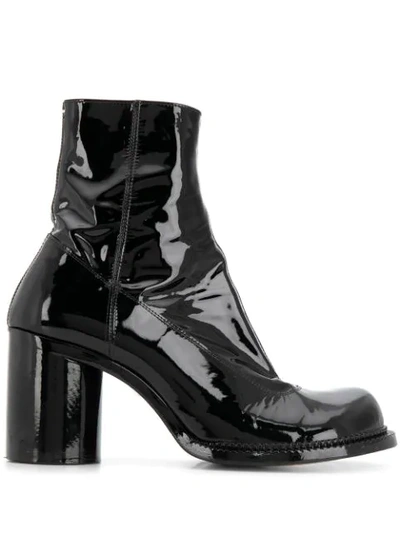 Maison Margiela Patent Tabi Boots In Black