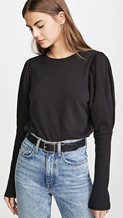 Goldie Puff Sleeve Sweatshirt In Black