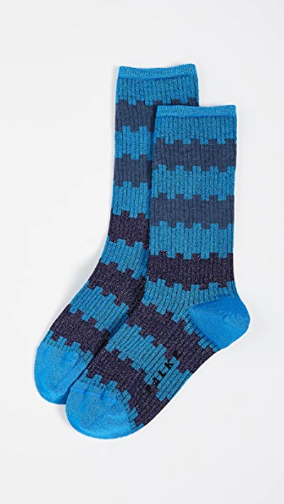 Falke Metallic Stripe Socks In Aqua