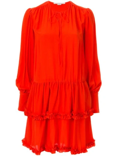 Stella Mccartney Ruffle-trim Tiered Dress In Red