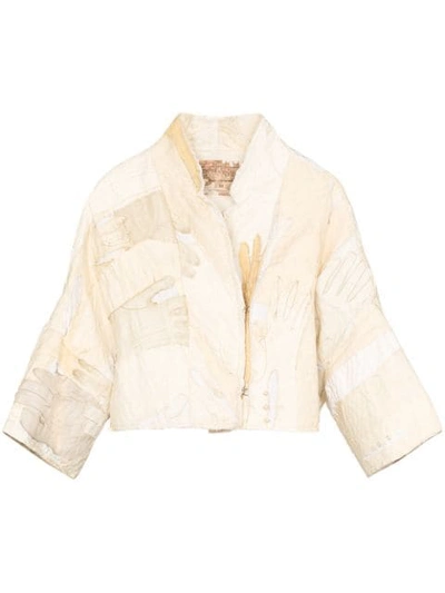 By Walid Lamia Glove Patchwork Crop Jacket In Neutrals