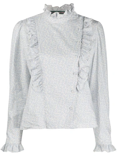 Alexa Chung Ruffled Abstract Pattern Blouse In 1 White