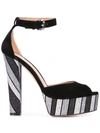 Madison.maison Glitter Stripe Sandals In Black