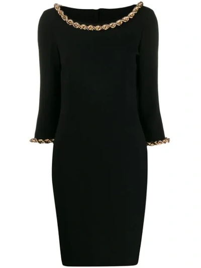 Moschino Chain Trim Midi Dress In Black