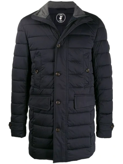 Save The Duck Button-up Padded Coat In Blue
