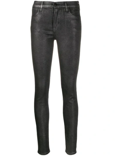 J Brand Faux-leather Skinny Trousers In Silver