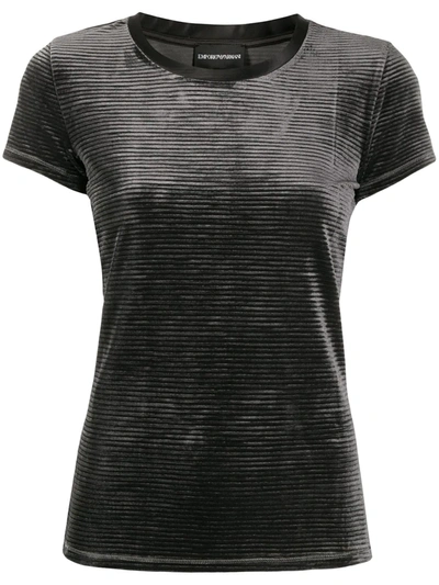 Emporio Armani Ribbed Effect T-shirt In Grey