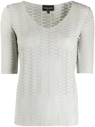 Emporio Armani Jacquard Effect T-shirt In Grey