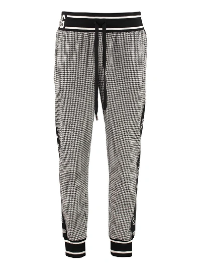 Dolce & Gabbana Houndstooth Track Pants In Black