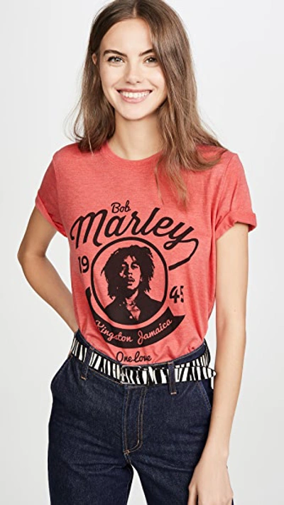 Alice And Olivia Milo Roll Sleeve Knot Tee In Red/black