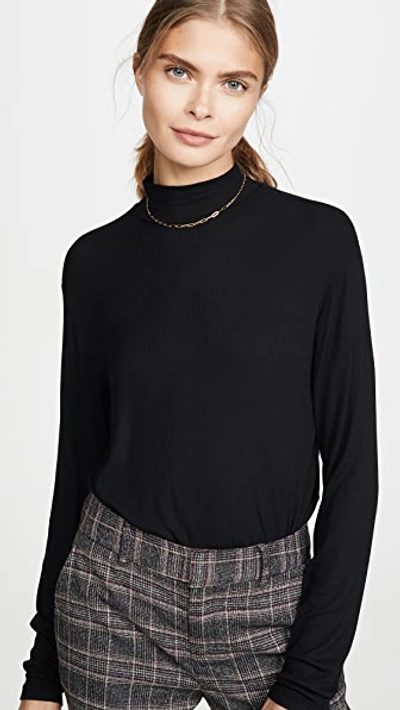 Splendid Cotton Blend Turtleneck In Black