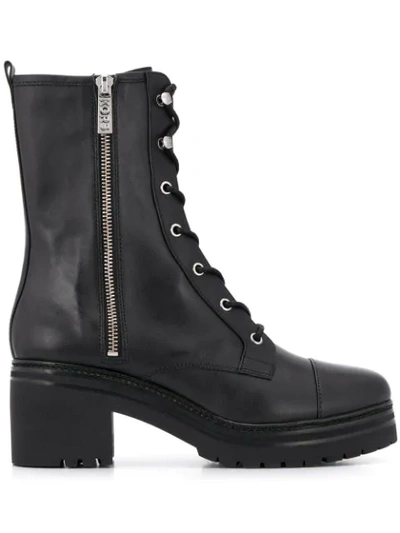 Michael Michael Kors Lace-up Leather Ankle Boots In Black