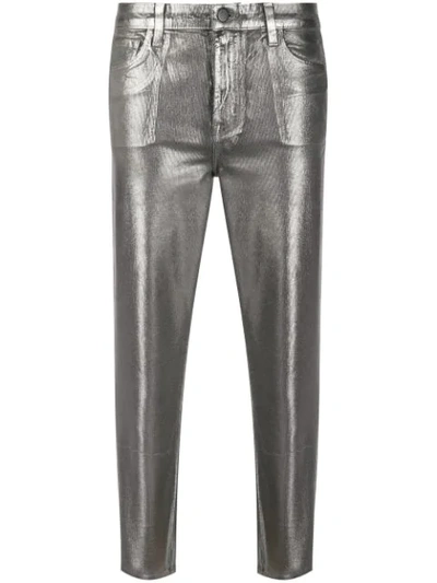 J Brand Metallic-effect Cropped Trousers In Grey