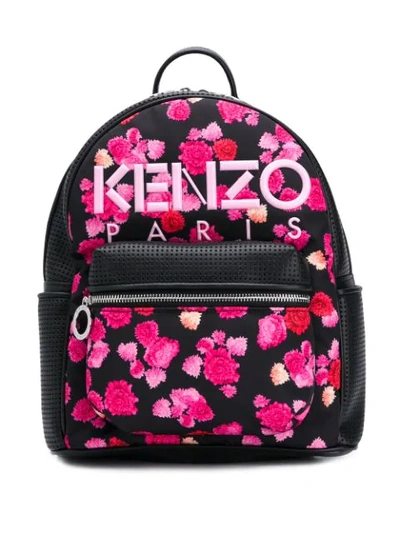 Kenzo Backpack Kombo Peonie In Leather And Fabric In Black
