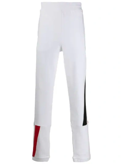 Moncler Stripe Detail Cotton Track Pants In White
