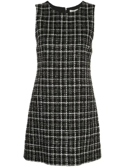 Alice And Olivia Coley Tweed A-line Mini Dress In Black White