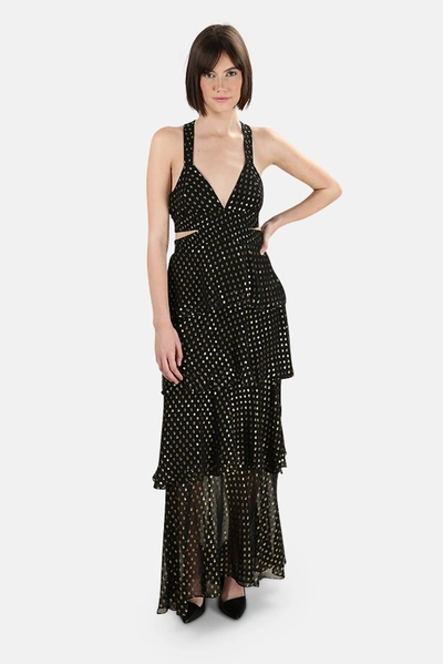 A.l.c Lita Silk-blend Metallic Dot Print Tiered Dress In Black Gold