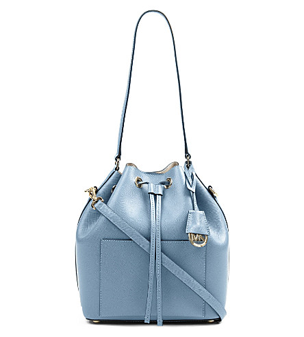 michael kors blue bucket bag