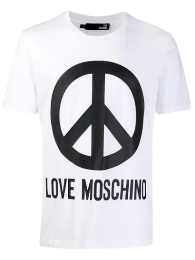 Love Moschino Peace Sign T-shirt In White