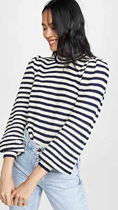 Eleven Six Mia Stripe Baby Alpaca Sweater In Ivory/navy