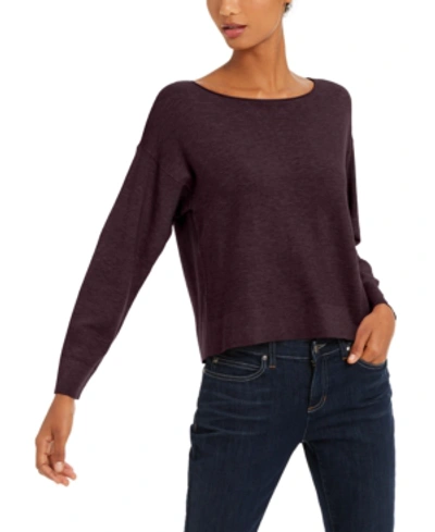 Eileen Fisher Ballet Neck Boxy Sweater In Cassis