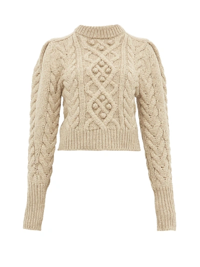 Isabel Marant Milford Cable-knit Wool Crop Sweater In Beige